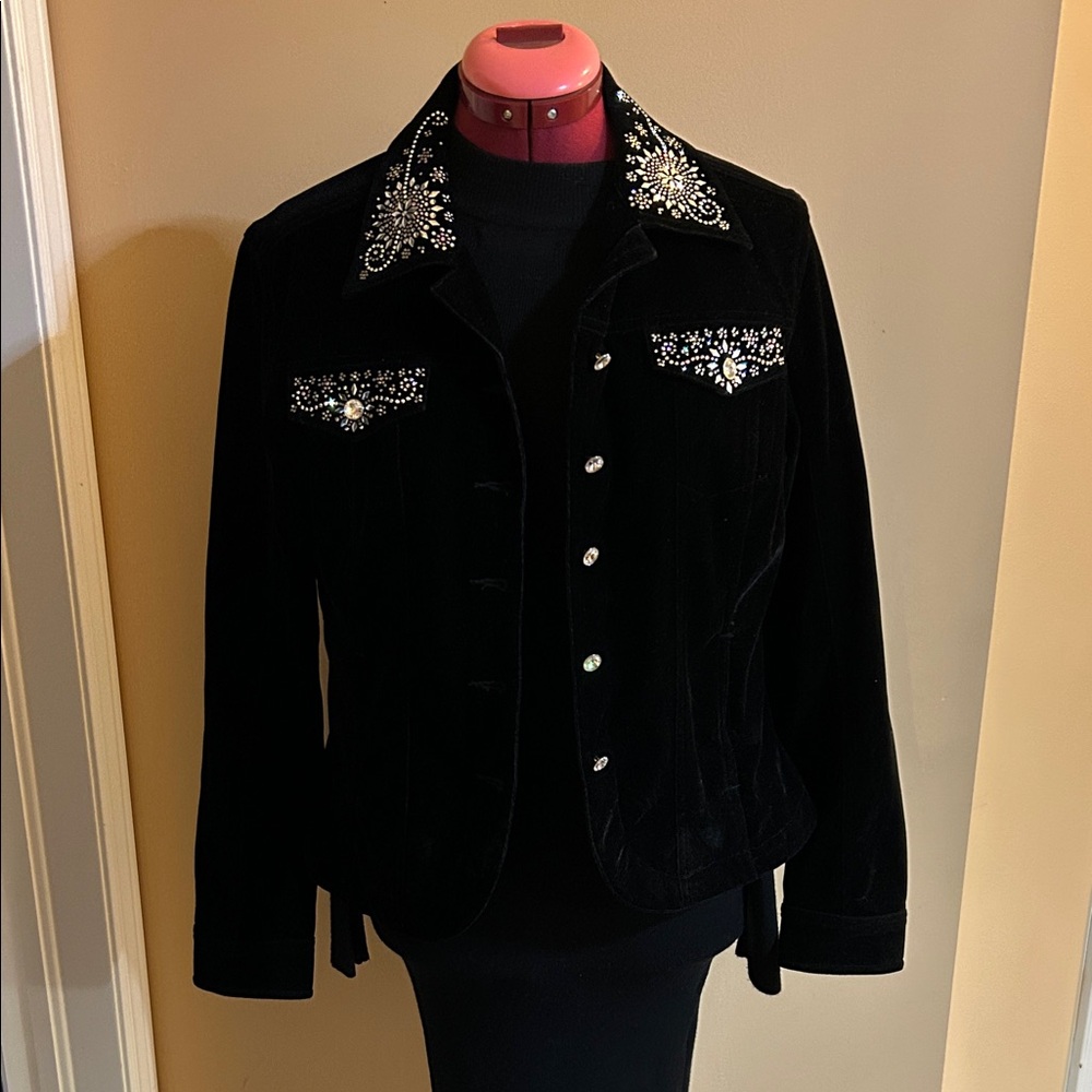 Christine Alexander Black Velvet Embellished Jacket